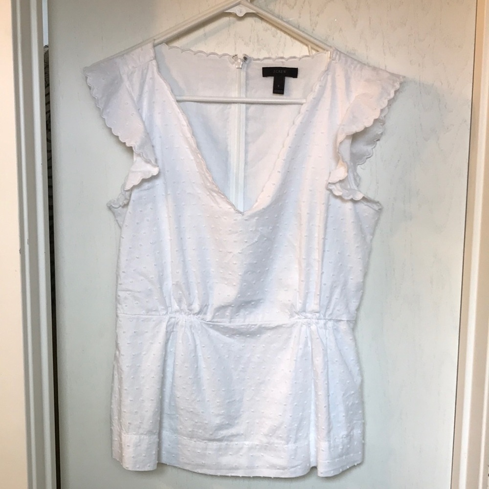 J Crew White (slightly) Peplum Blouse